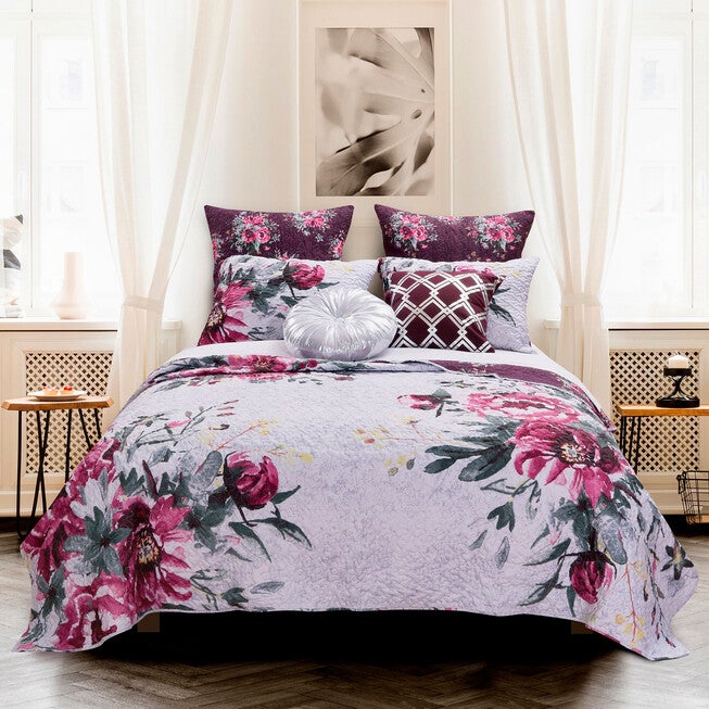 Rose Touch Quilt Set , GREY, hi-res image number null