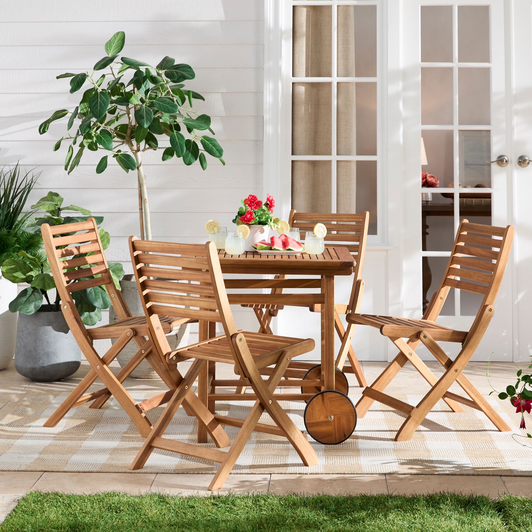 5-Pc. Leo Dining Table Set, ACACIA WOOD, alternate image number 3