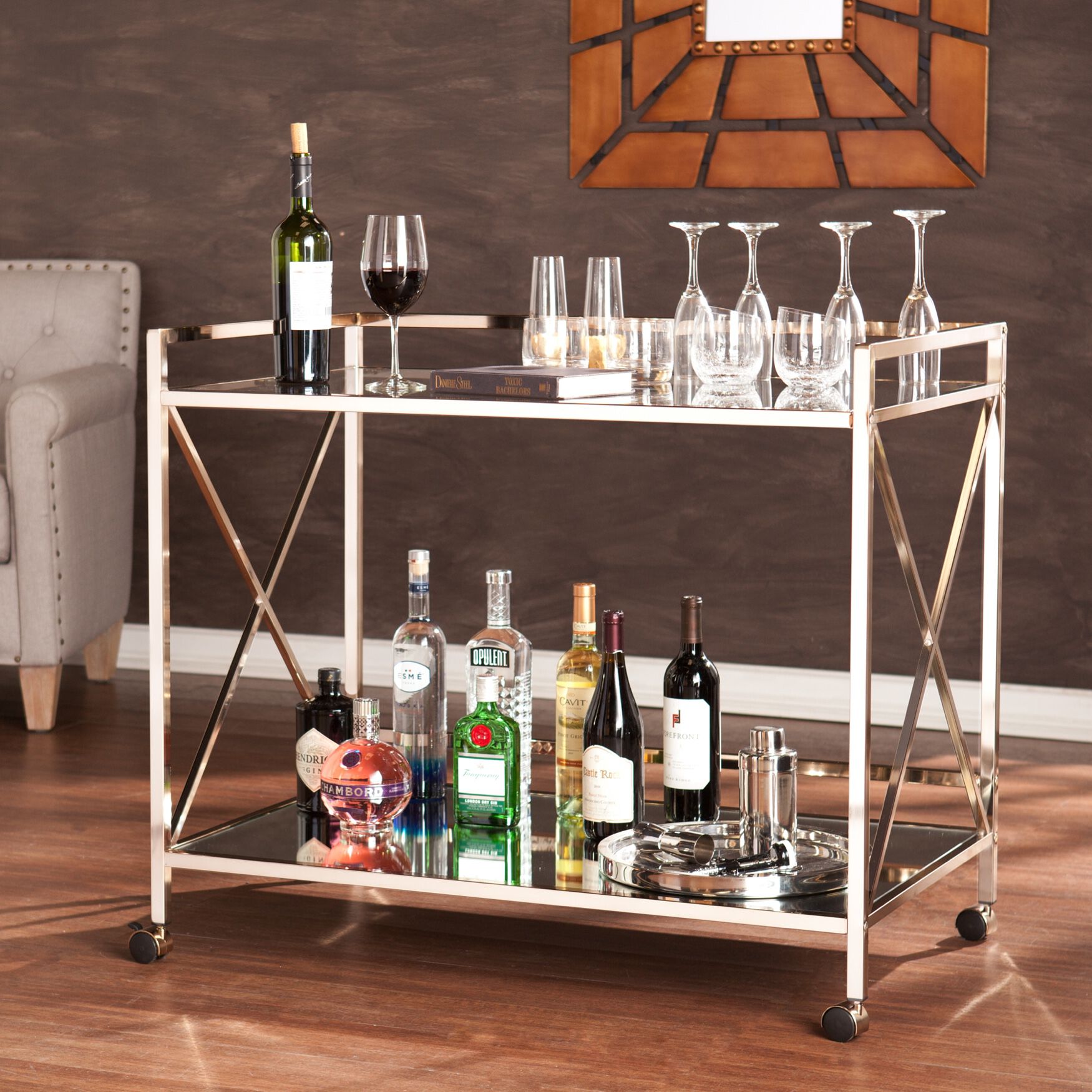 Maxton Bar Cart, GOLD, hi-res image number 0