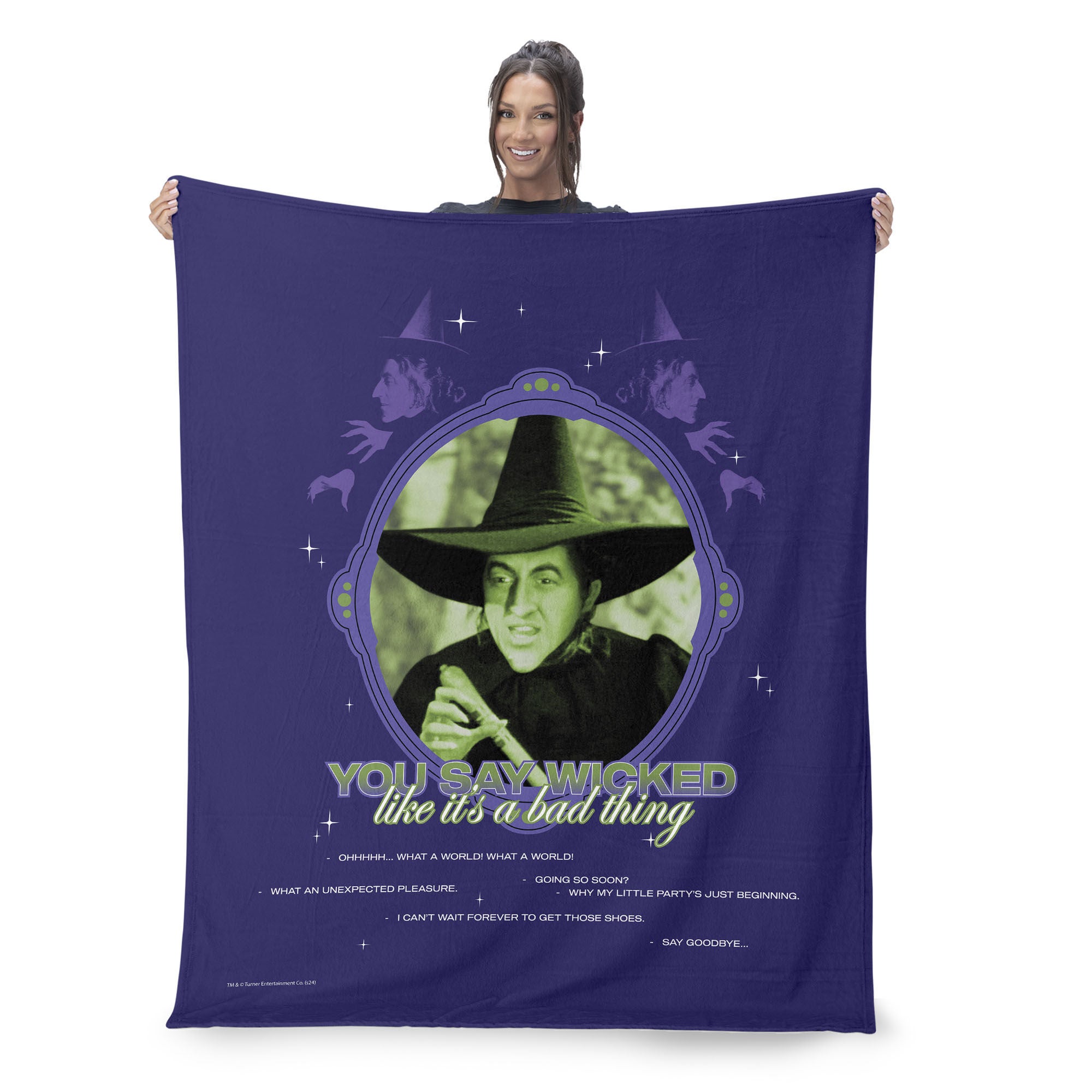 Warner Bros. The Wizard of Oz Wicked Bad Silk Touch Sherpa Throw Blanket 50x60 Inches, PURPLE, on-hover image number 1