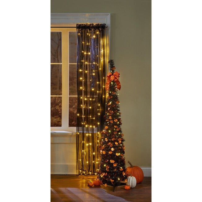 5' Pre-Lit Slim Halloween Pop-Up Tree, BLACK, hi-res image number 0