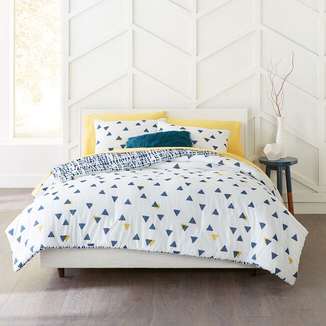 BrylaneHome® Studio Dylan Triangle Comforter, NAVY LEMON, hi-res image number 0