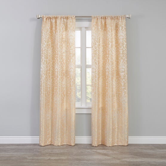 Jasmine Jacquard Rod-Pocket Panel Set — 2 Pack, TAUPE, hi-res image number null