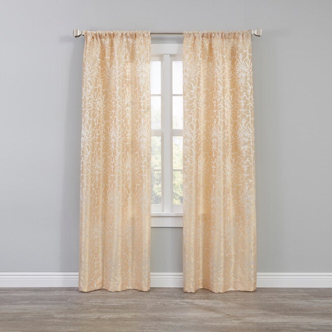 Jasmine Jacquard Rod-Pocket Panel Set — 2 Pack, TAUPE, hi-res image number 0