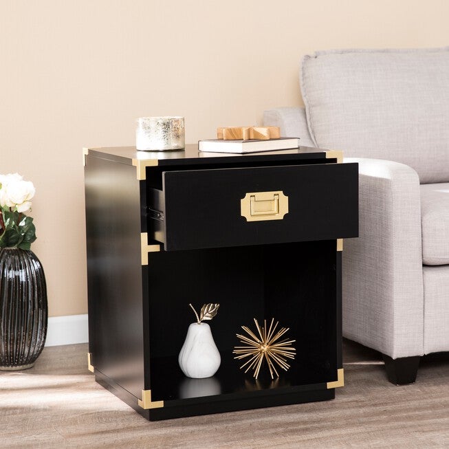 Campaign Tall Storage Side Table with Drawer, , alternate image number 2
