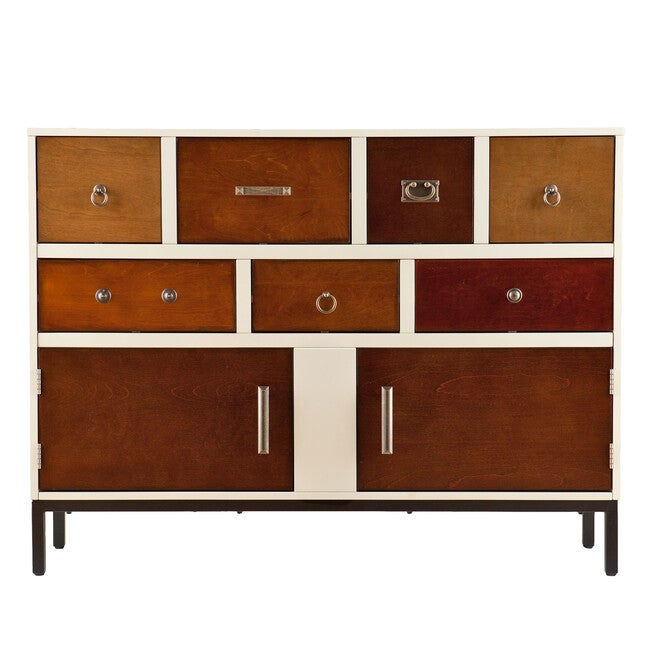 Contemporary Multi-Colored Wood Console Cabinet, VANILLA CREAM, hi-res image number 0