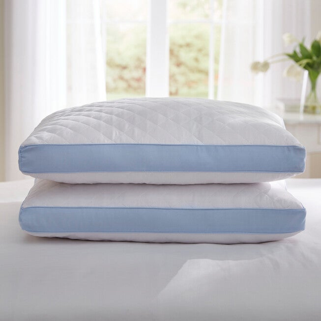 Side Sleeper Gusseted Density 2-Pack Pillows, WHITE LIGHT BLUE, hi-res image number 0