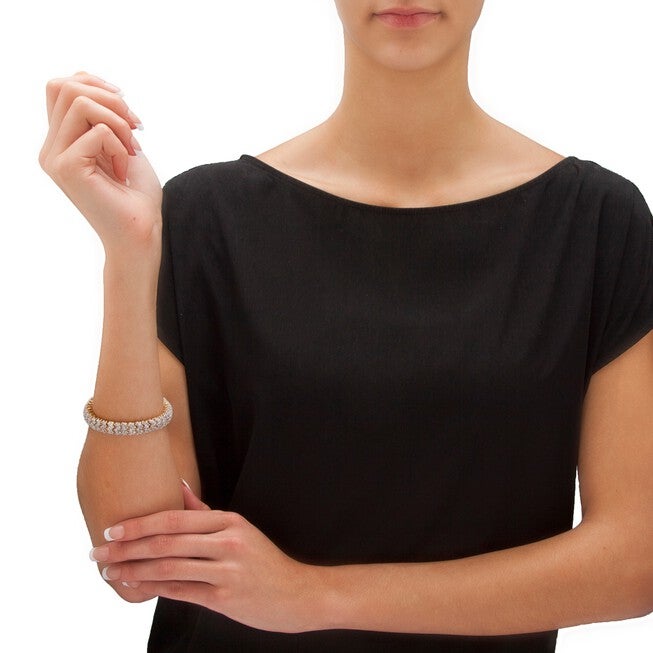 Yellow Gold Plated Round Genuine Diamond Tennis Bracelet (7/8 cttw) (IJ Color, I2-I3 Clarity), , alternate image number 2