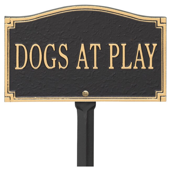 Dogs At Play Sign, BLACK GOLD, hi-res image number 0