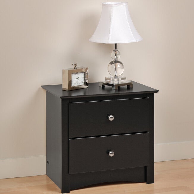 Sonoma 2 Drawer Night Stand , BLACK, hi-res image number 0