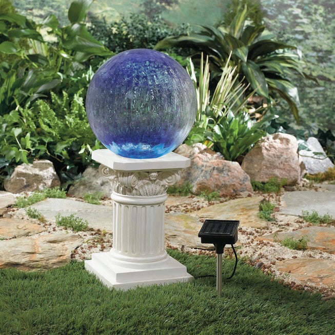 Color-Changing Crackle Glass Ball on Column, , alternate image number null