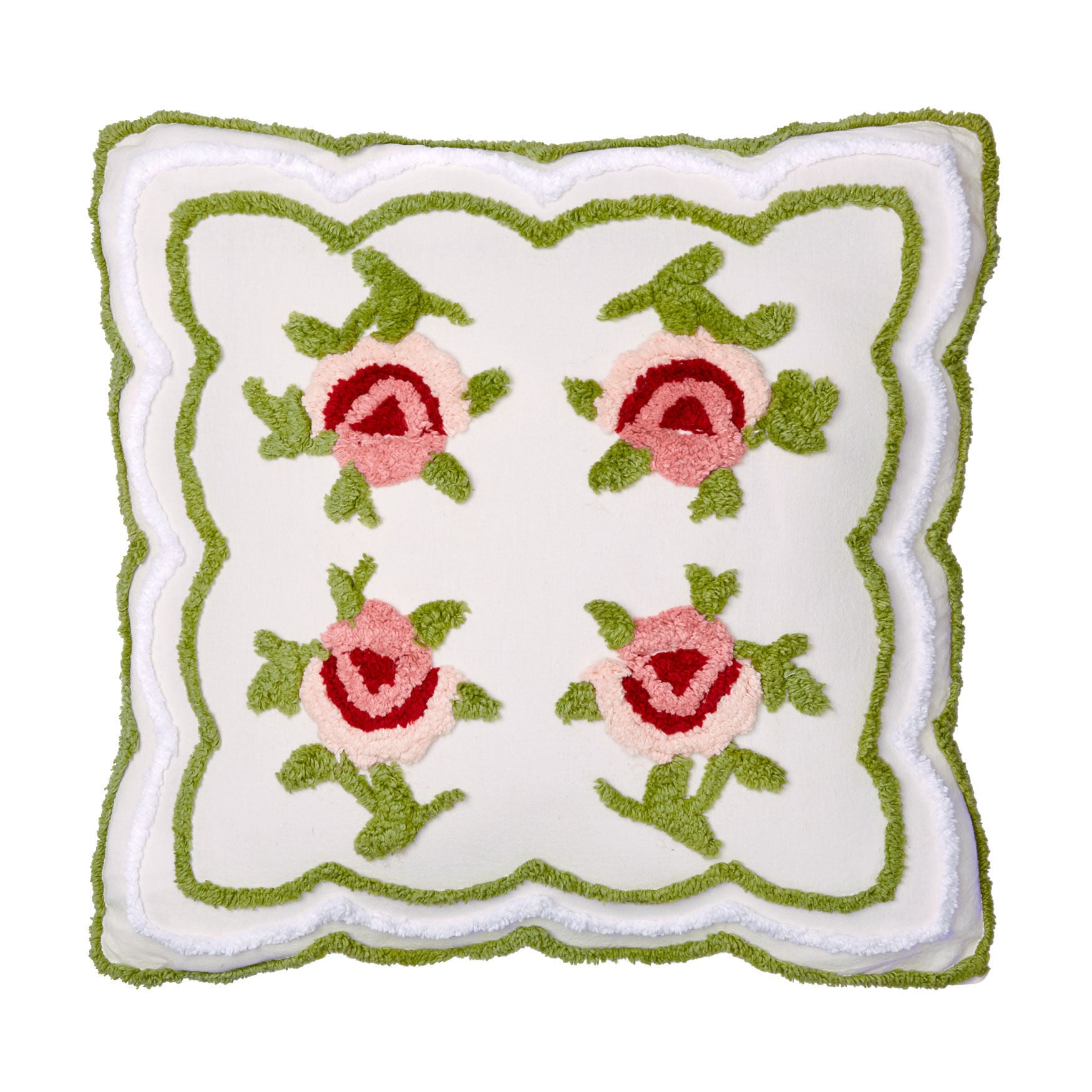 Samantha Chenille 18 inchesSq. Pillow, IVORY GREEN, hi-res image number 0