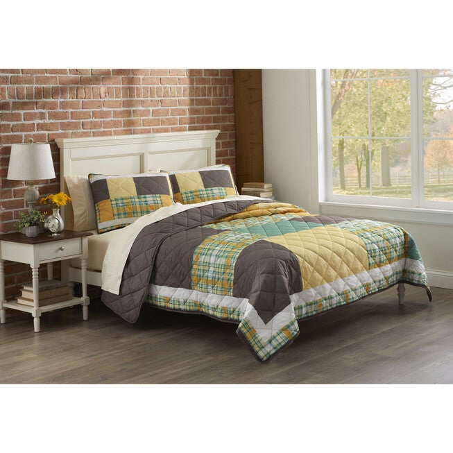 Autumn Plaid 3-PC Quilt Set, MULTI, hi-res image number 0