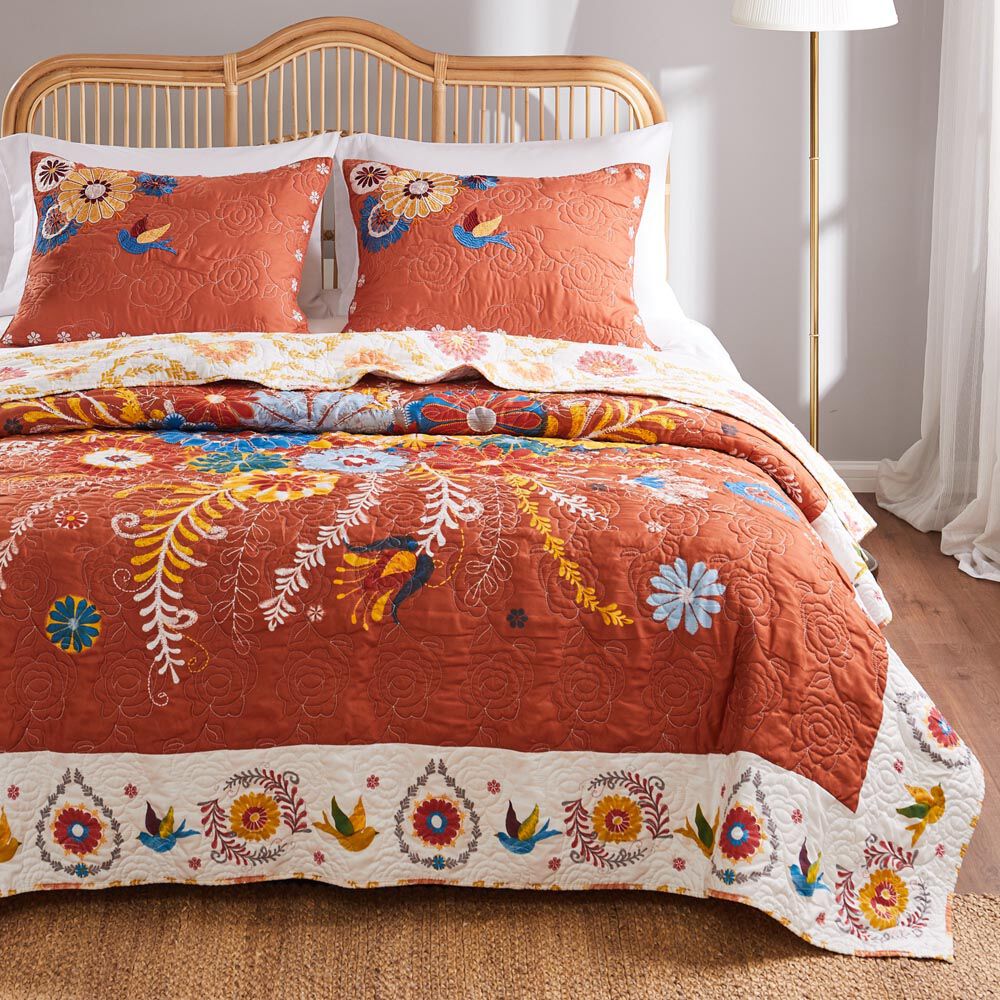 Topanga Floral Folk Art Cotton Quilt Set, MULTI, alternate image number 2