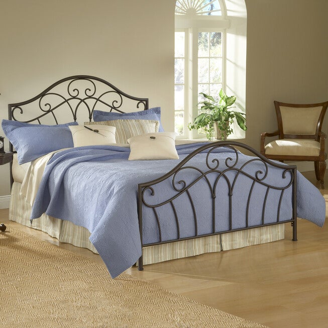 Queen Bed with Bed Frame, 83½"Lx61 inchesWx54 inchesH, METALLIC BROWN, hi-res image number null