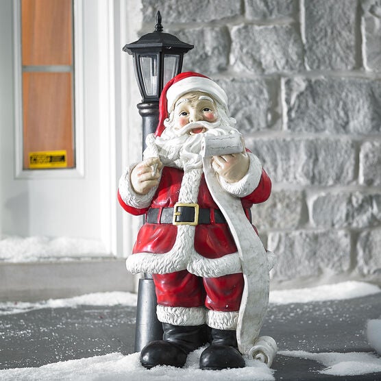 Santa Lamp Post Statue Plus Size Outdoor Christmas Lighted