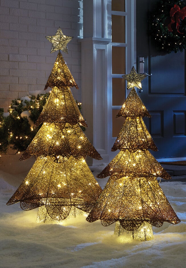 Champagne Mesh Glitter Trees, , alternate image number 1