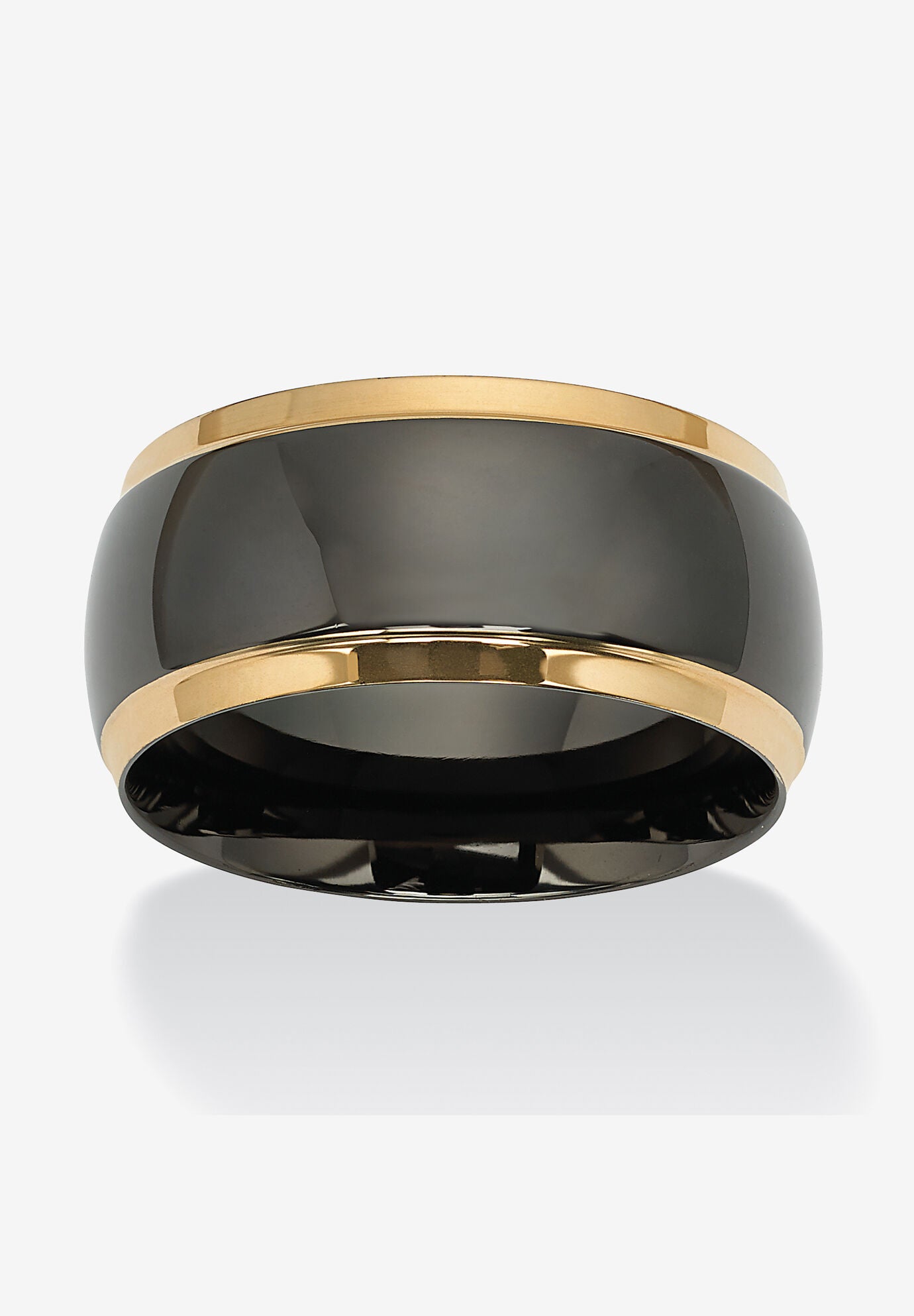 Stainless Steel Black and Gold Ion Plated Wedding Band Ring, STAINLESS STEEL, hi-res image number 0