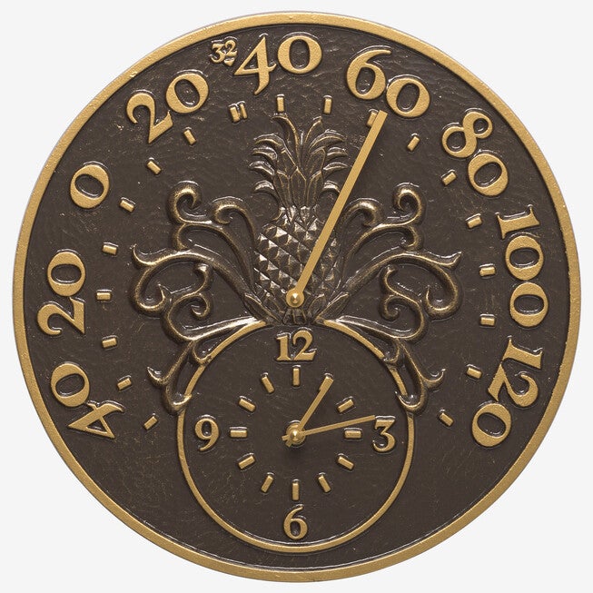Pineapple Thermometer Clock , FRENCH BRONZE, hi-res image number 0