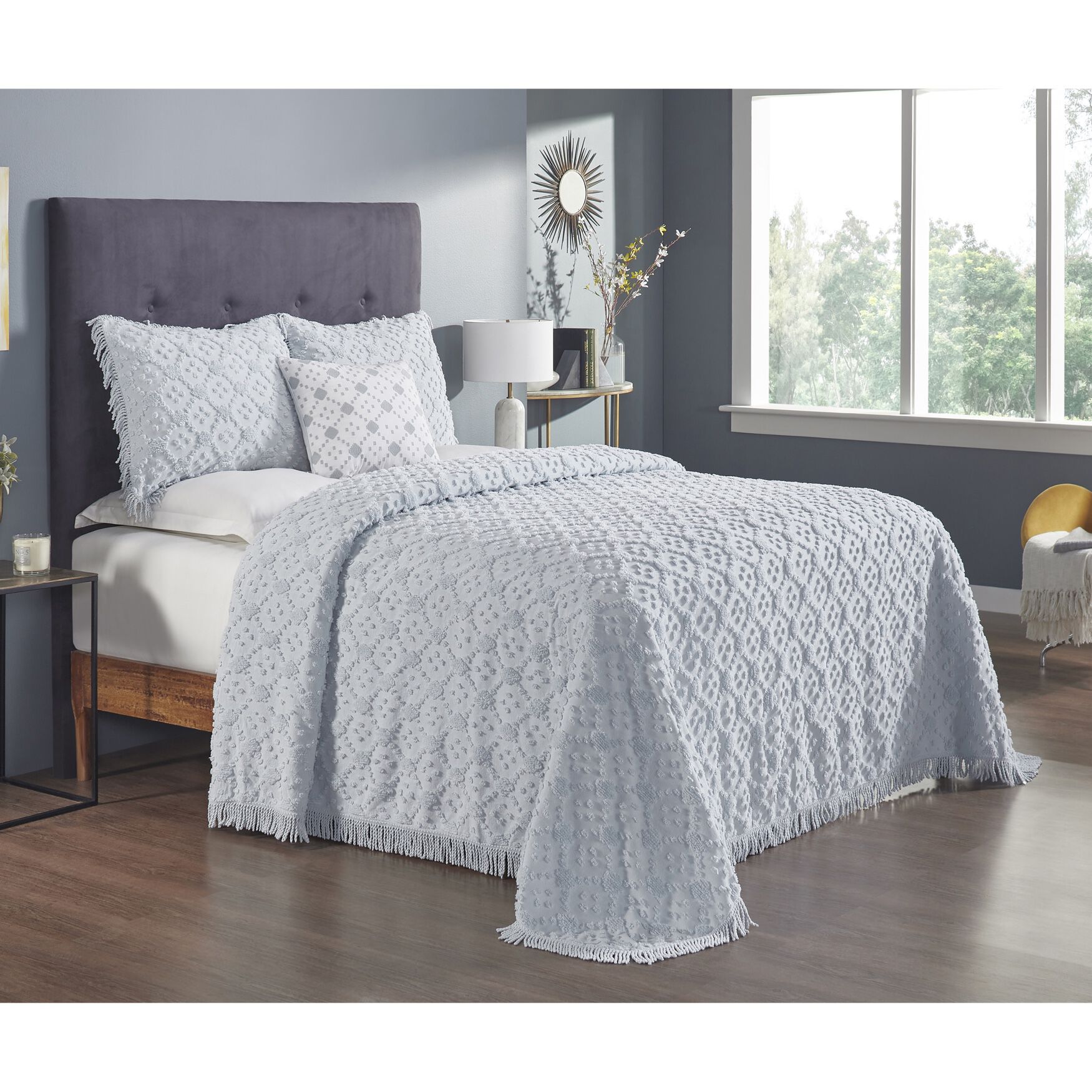 Charleston Collection 100% Cotton Geometric & Diamond Bedspread Set, , alternate image number 2