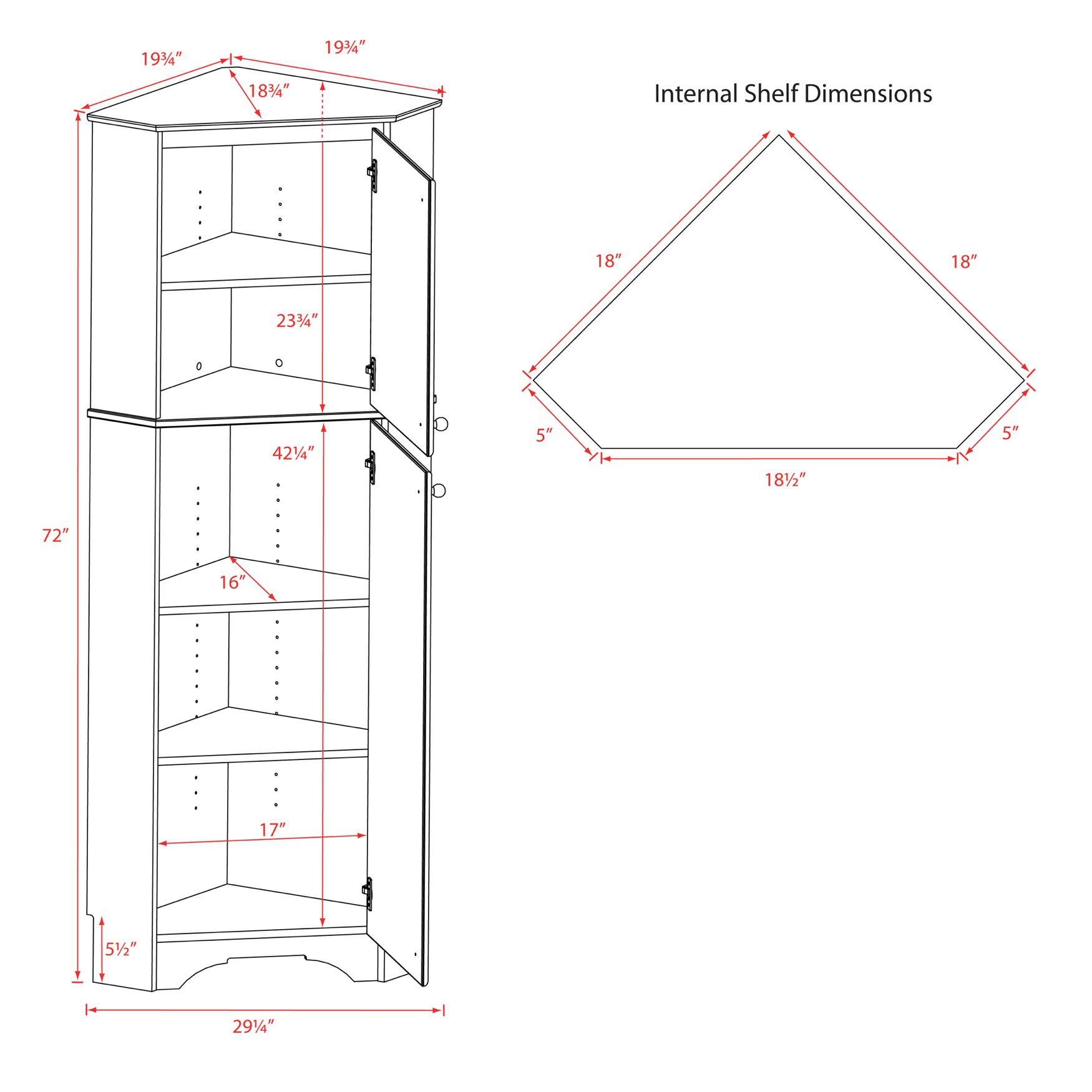 Prepac elite tall 2 door corner storage cabinet store