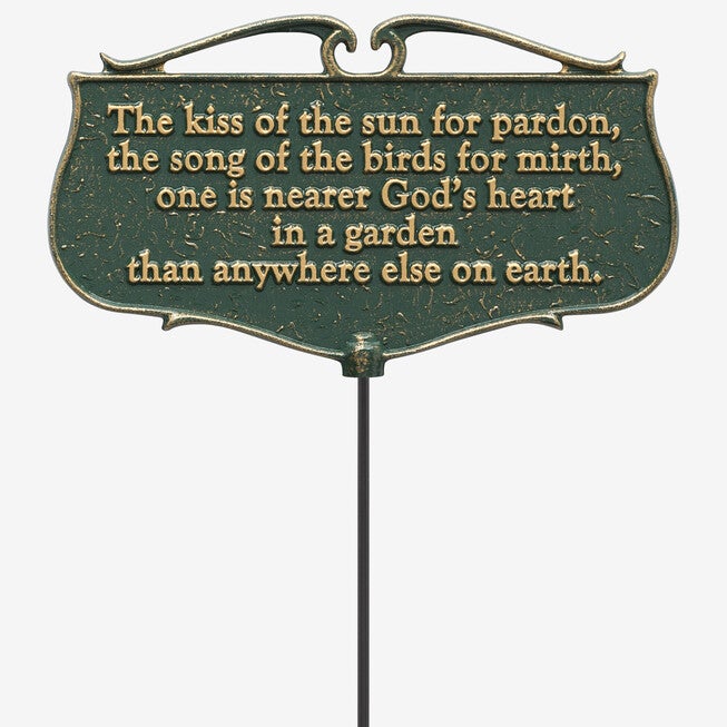The Kiss of the Sun Garden Poem Sign, GREEN GOLD, hi-res image number 0