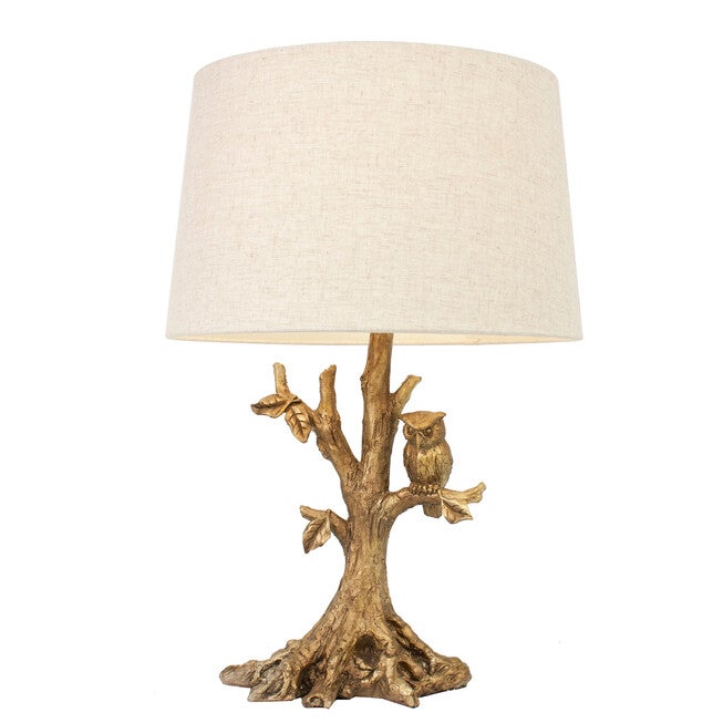 Textured Gold Leaf Owl Lamp, , on-hover image number 1