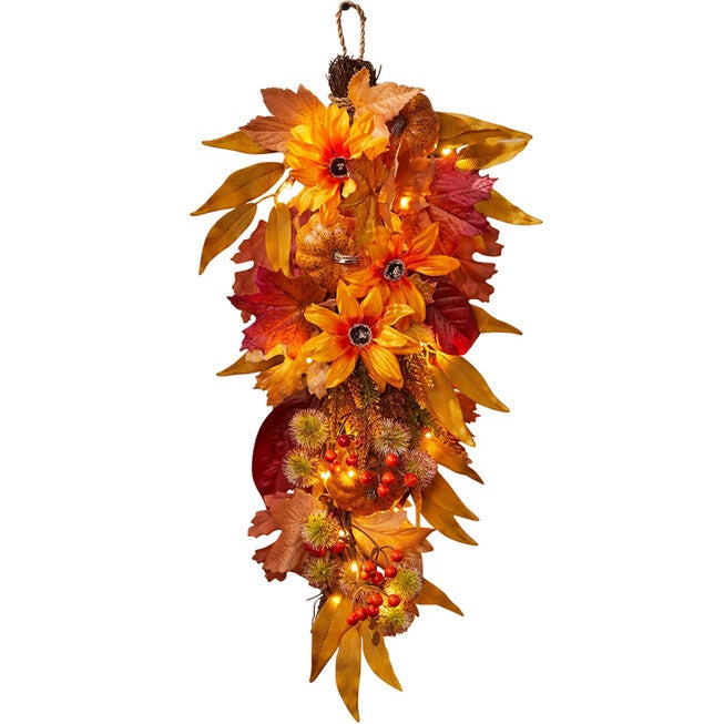 Pre-Lit Harvest Daisy Swag, DAISY, hi-res image number null