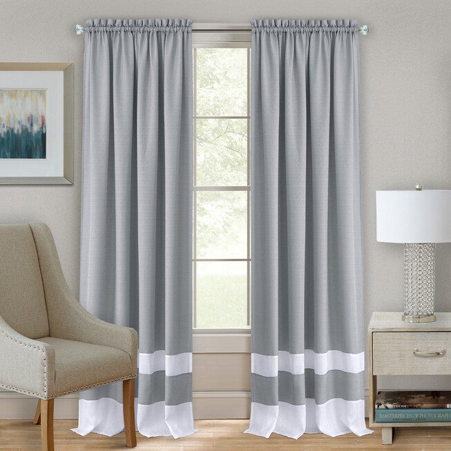 Darcy Window Rod-Pocket Panel, GREY WHITE, hi-res image number null