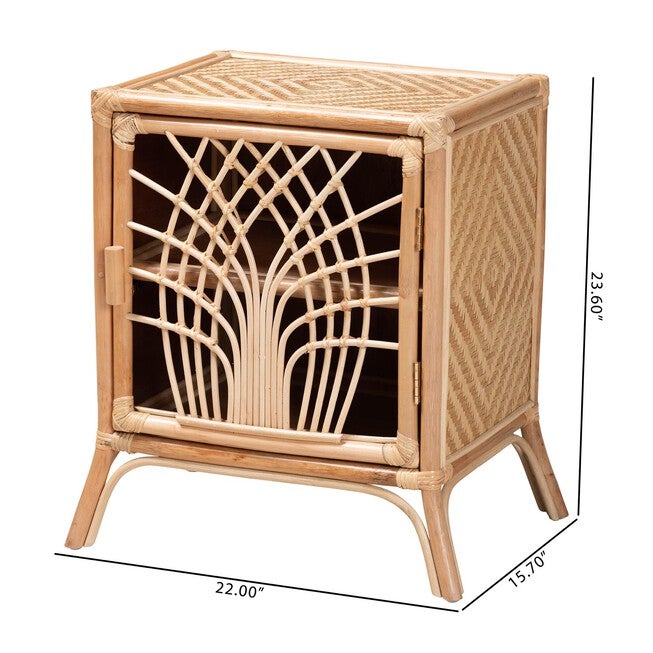 Danna Modern Bohemian Natural Brown Rattan Nightstand, , alternate image number 10
