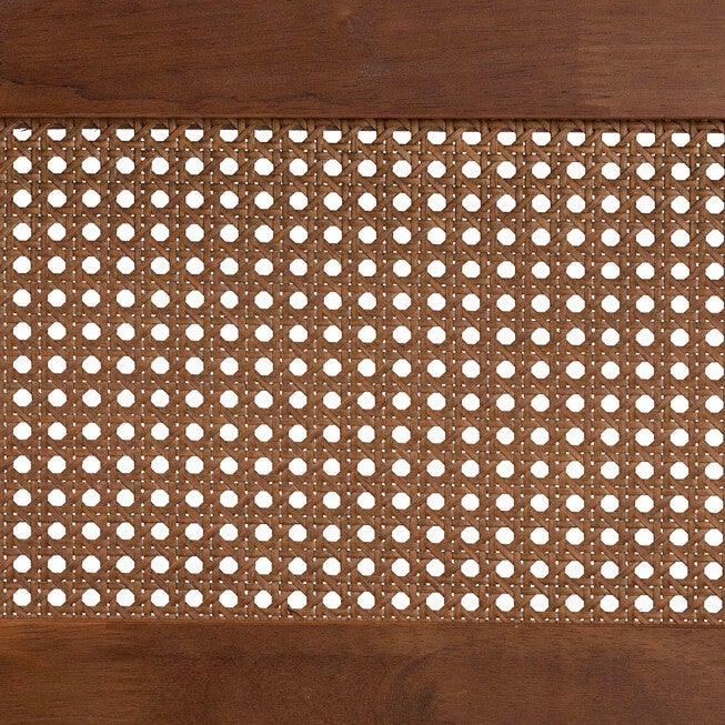 Berne Mid-Century Modern Ash Walnut Finished Wood Queen Size Headboard With Rattan, , alternate image number null
