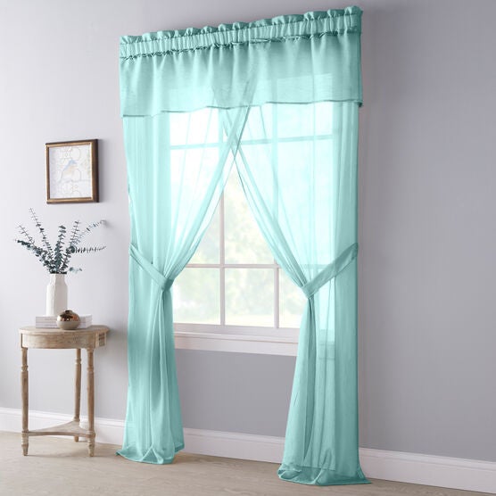 BH Studio Crushed Voile 5-Pc. One-Rod Set, AQUA BLUE, hi-res image number null