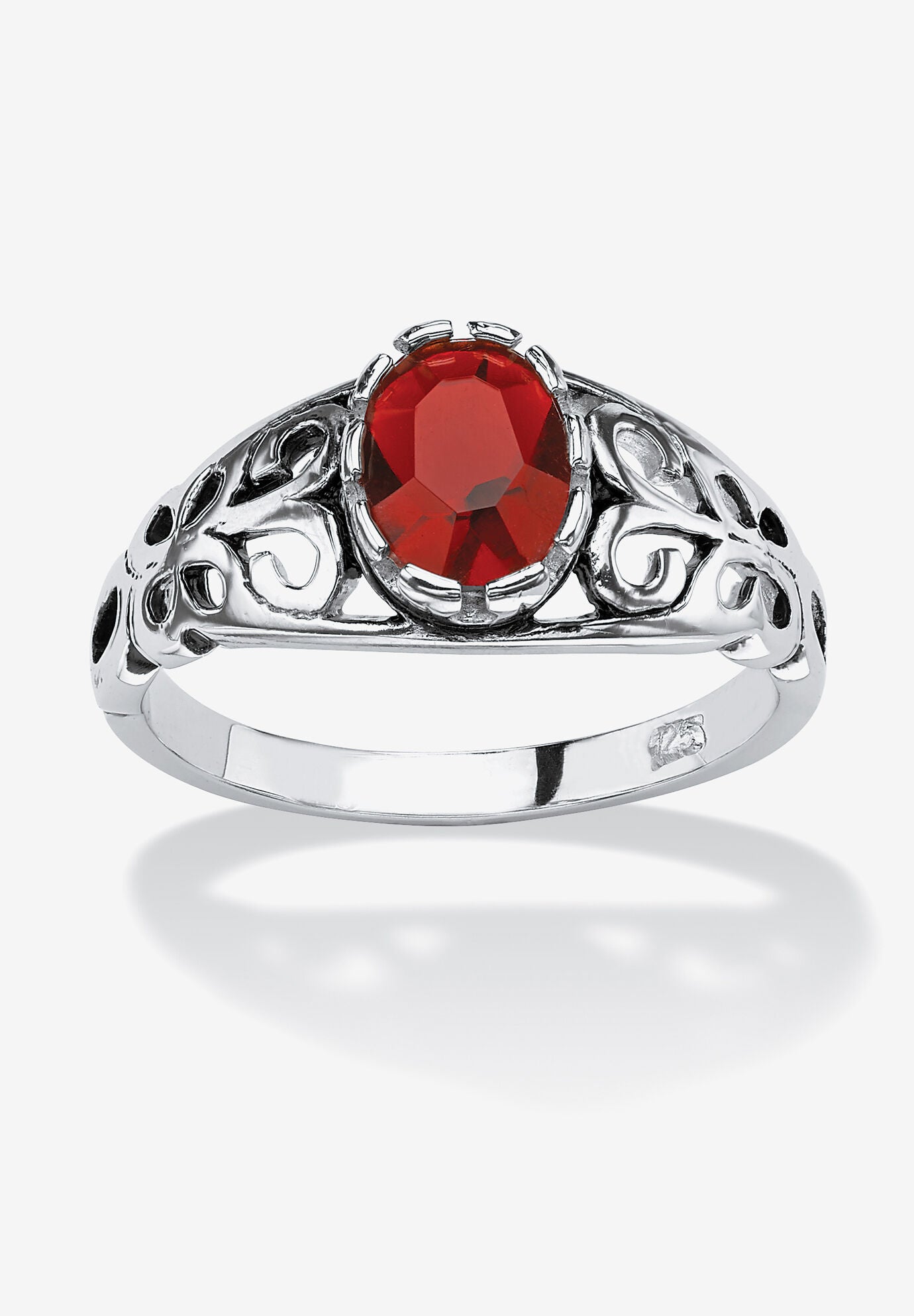 Sterling Silver Swirl Simulated Birthstone Ring, JULY, hi-res image number 0