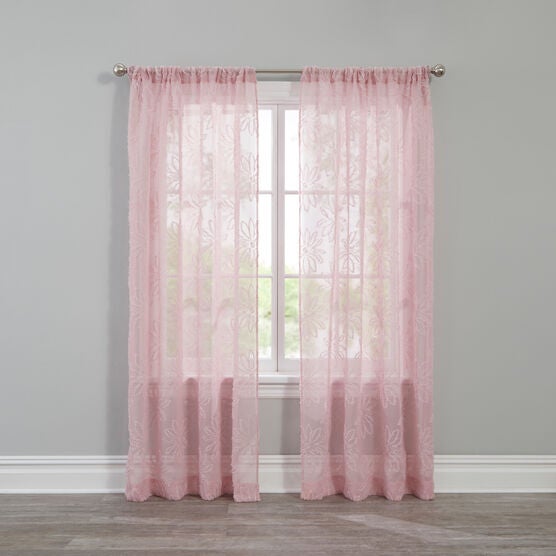 Floral Jacquard Rod-Pocket Panel, BLUSH, hi-res image number null