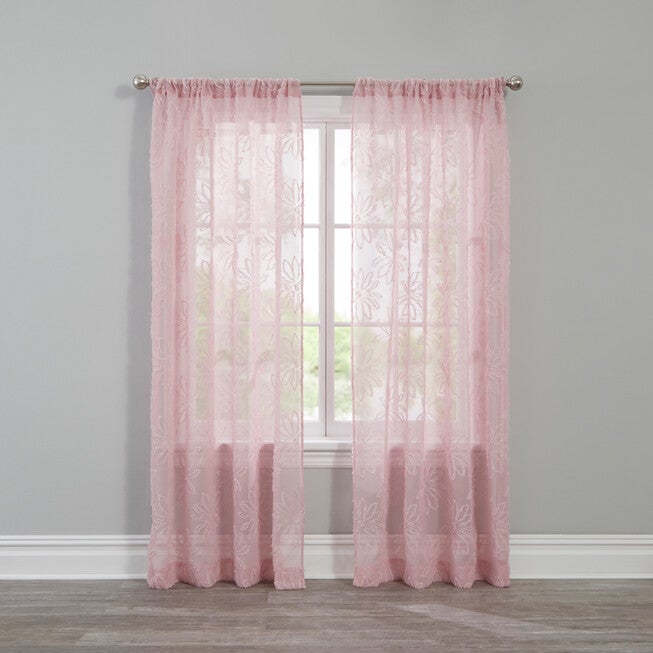 Floral Jacquard Rod-Pocket Panel, BLUSH, hi-res image number 0