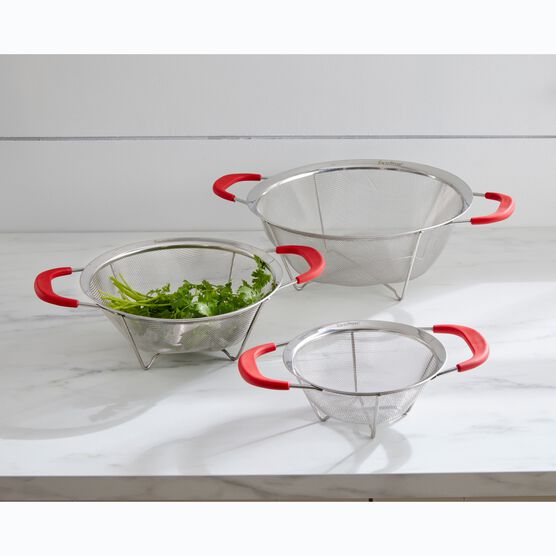 3-Pc. Stainless Professional Quality Mesh Colanders, STAINLESS, hi-res image number null