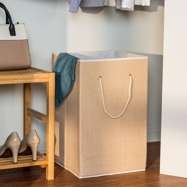 Single Large Collapsible Resin Hamper, BEIGE, hi-res image number 0