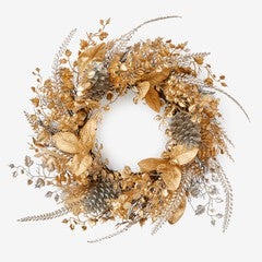 Pre-Lit Gold & Silver Wreath