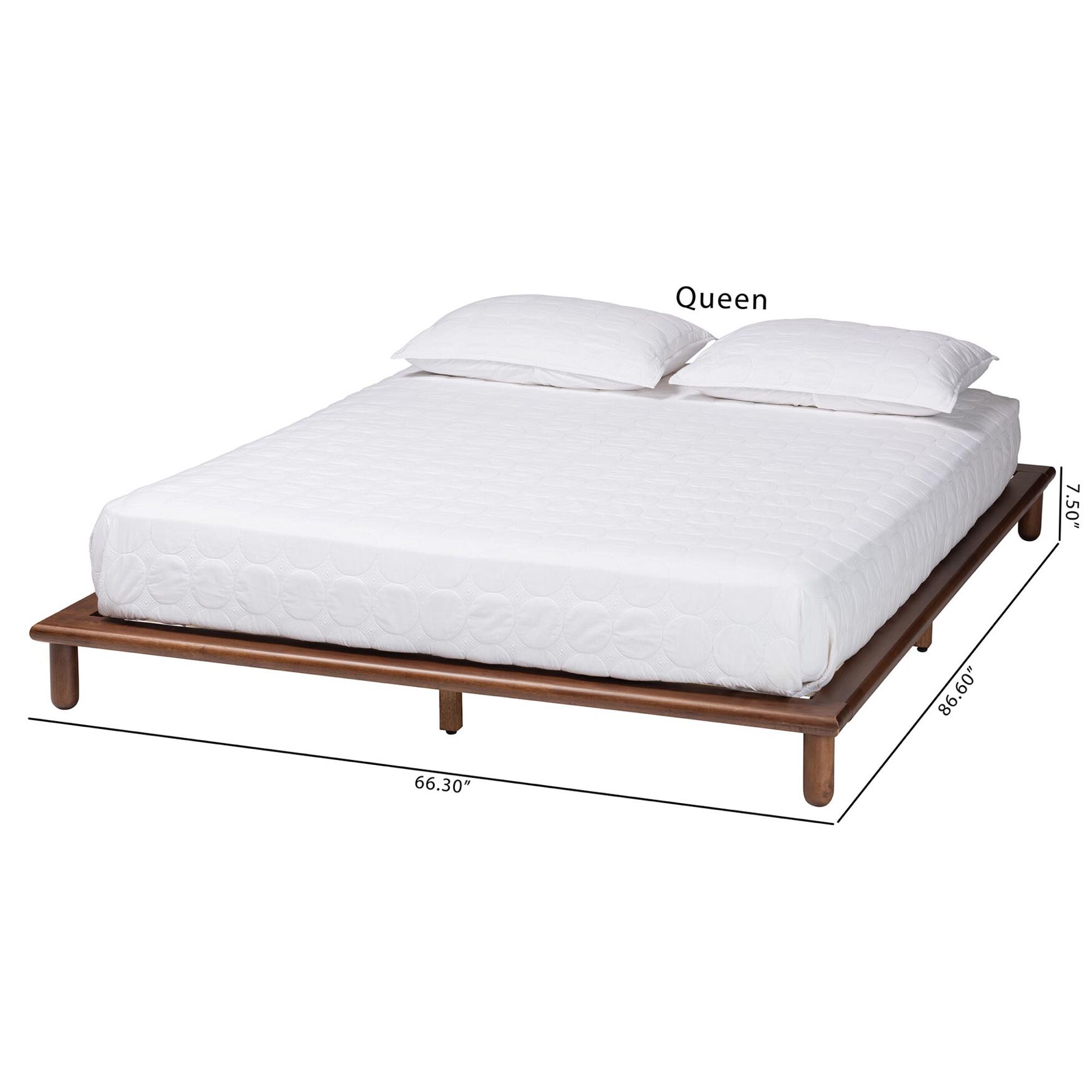Alivia Mid-Century Modern Walnut Brown Finished Wood King Size Bed Frame, , alternate image number 7