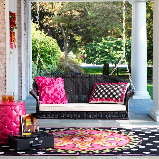 Roma Resin Wicker Porch Swing, BLACK, hi-res image number null