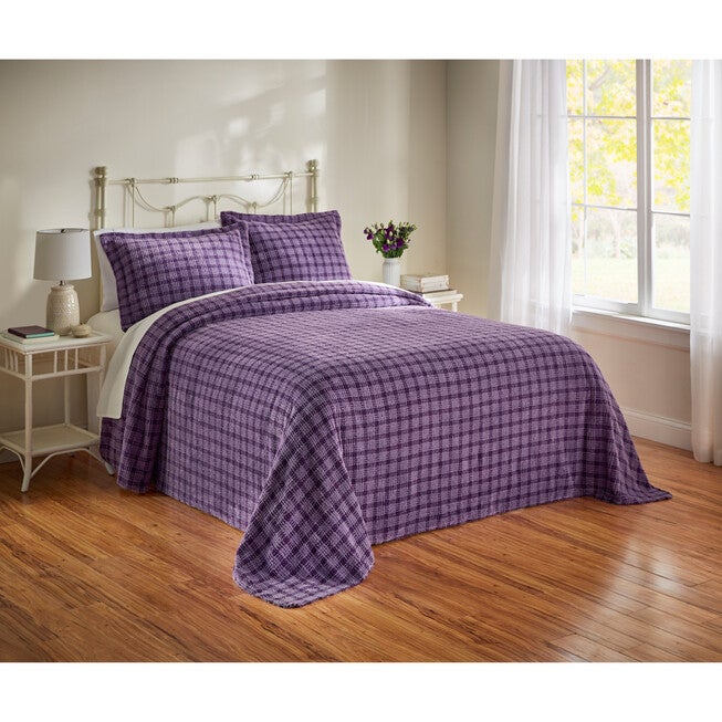 Samantha Chenille Bedspread, PURPLE, hi-res image number null
