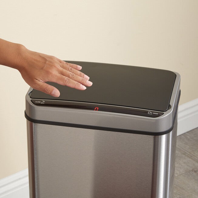 50-Lt. Wide Motion Sensor Trash Can, , alternate image number 1