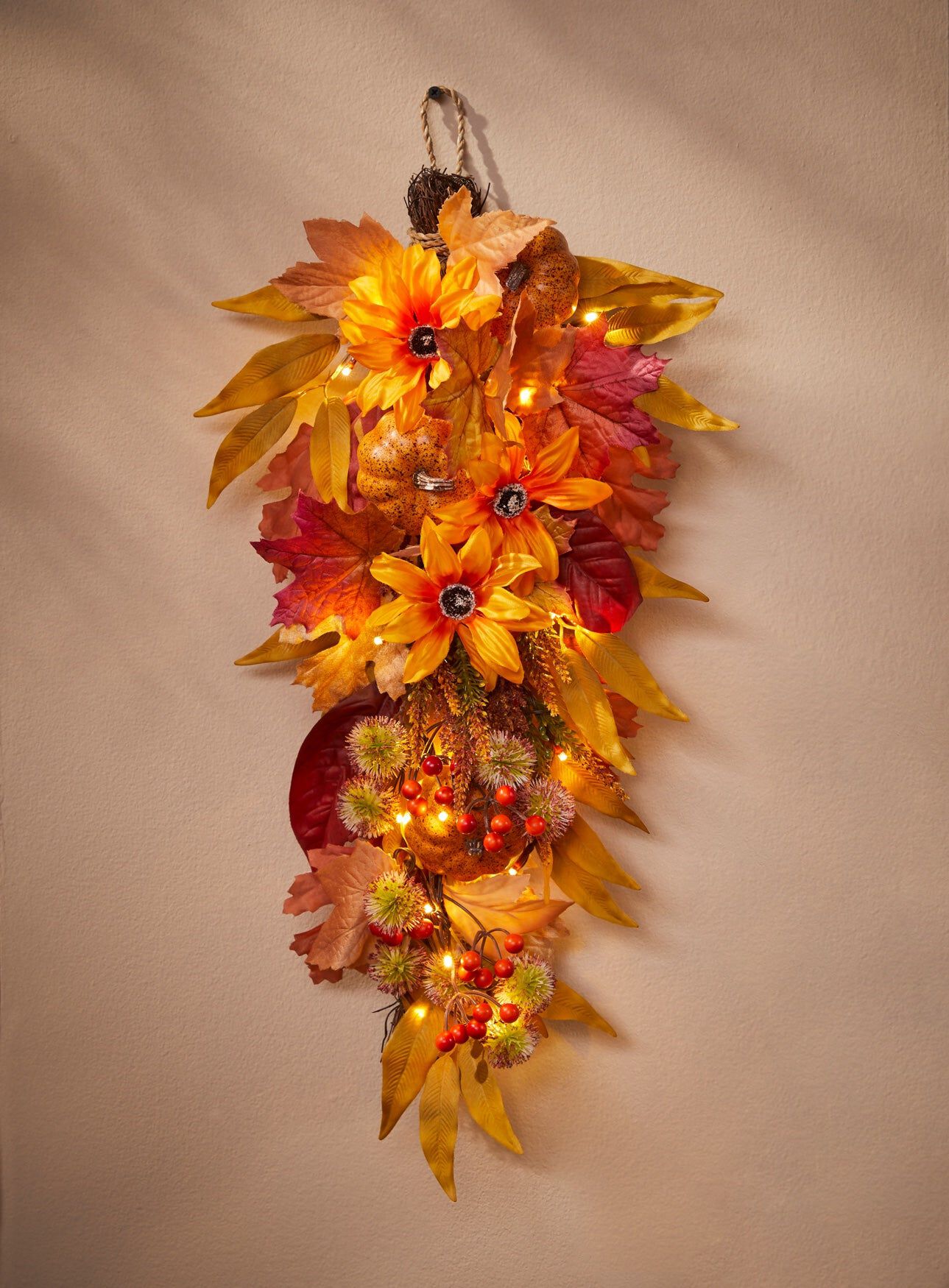 Pre-Lit Harvest Daisy Swag