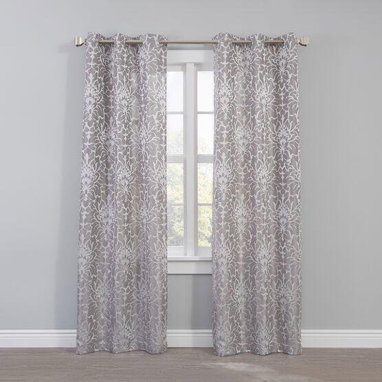 Jasmine Jacquard Grommet Panel Set — 2 Pack, GRAY, hi-res image number null