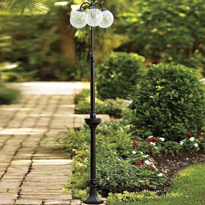 Triple-Bulb Crackle Solar Lamp, GLASS, hi-res image number null