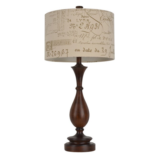 29¼" Wood and Script Table Lamp, WOOD TONE, hi-res image number null