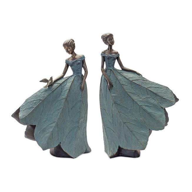 Garden Fairy Figurine With Flower Petal Dress (Set Of 2), BLUE, hi-res image number null