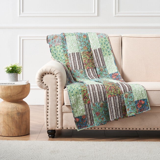 Jasmin Quilted Throw Blanket, JADE, hi-res image number 0