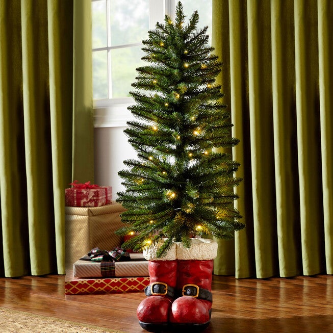 4' Santa Boots Tree, GREEN, hi-res image number null