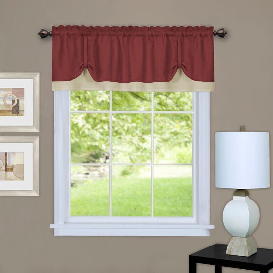 Darcy Window Rod-Pocket Valance, MARSALA TAN, hi-res image number null